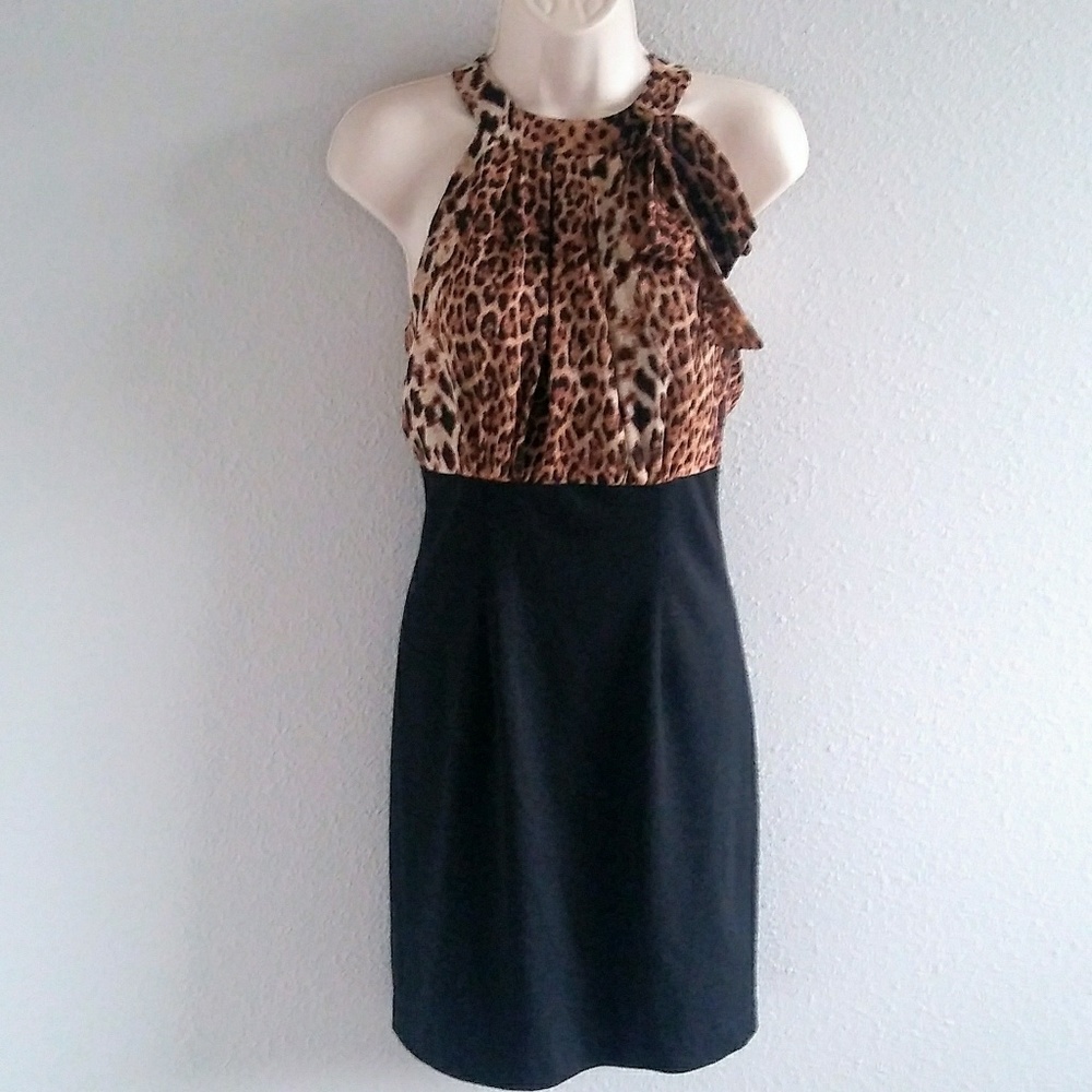Leopard and Black Choker Dress